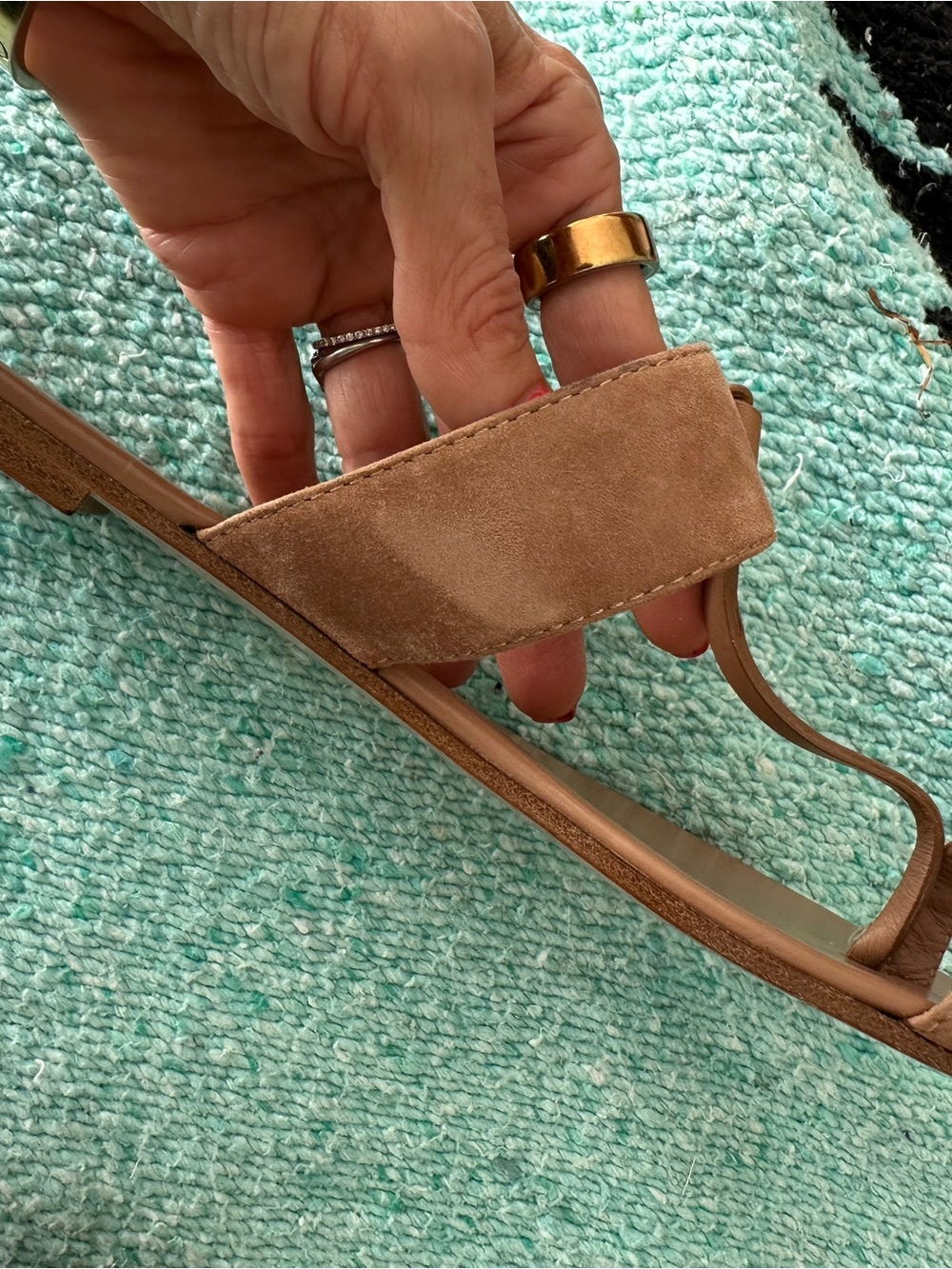 Gianvito Rossi Brown Suede Toe-Loop Sandals - Picture 4 of 9